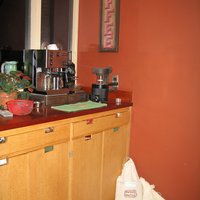 Here's my "coffee station", with roaster (right), grinder (center), and espresso machine